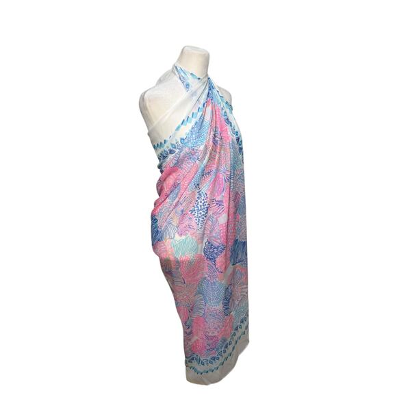Lilly Pulitzer Pareo Sarong Wrap Roar of the Seas Women Rectangle Scarf Coverup - Picture 5 of 10